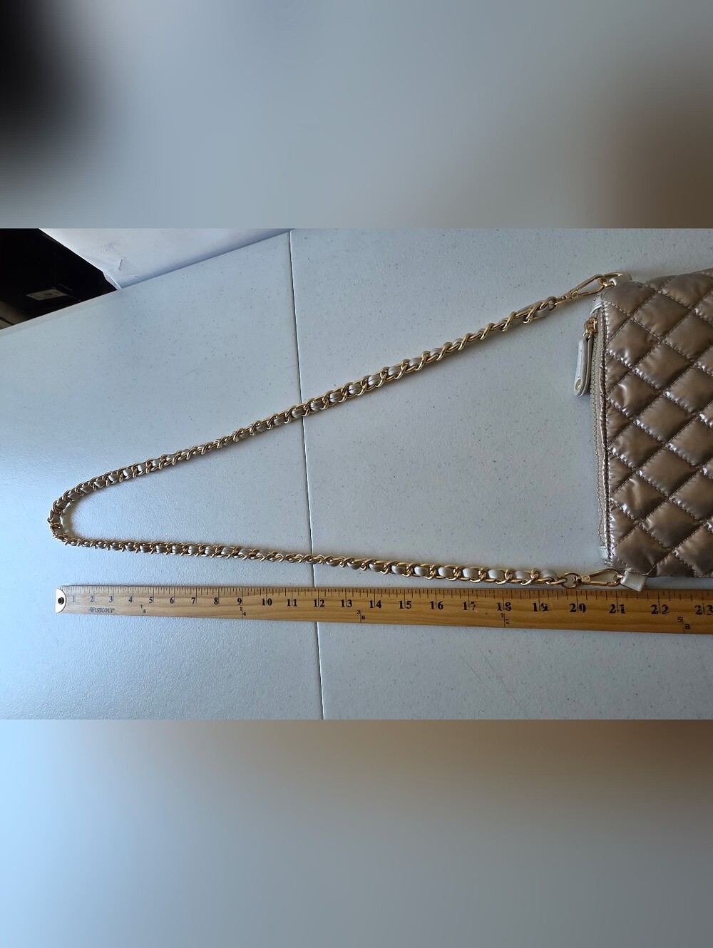 Lemonbella Quilted Chain Strap Bag Small Crossbody Removable Strap Neutral - Picture 6 of 14